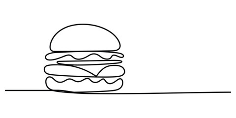 Fototapeta premium One line drawing of a hamburger