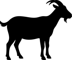 Fototapeta premium Black goat silhouette isolated on white background