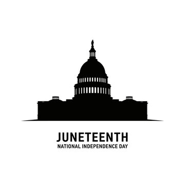 Juneteenth, National Independence Day, Black Silhouette, Capitol Building, Vector Icon isolated on White Background vector eps silhouette