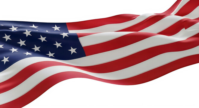 Waving american flag for usa independence day patriotic symbol isolated on transparent background