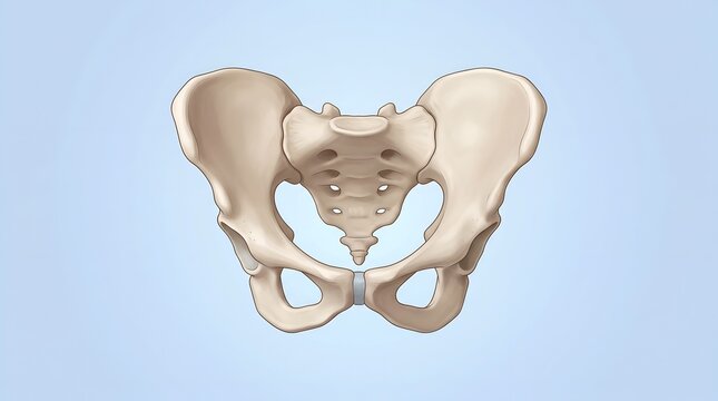 Human Female Pelvis Bone Structure Frontal View for Medical Anatomy and Education