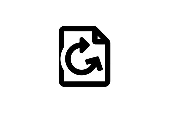 Black document page with refresh icon on white background