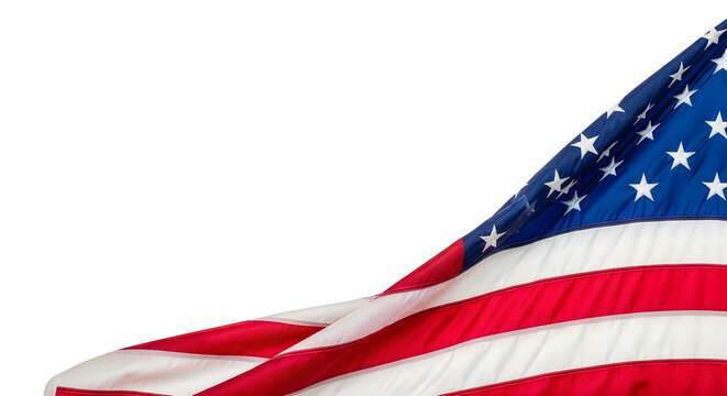 Usa independence day close up of american flag isolated on transparent background