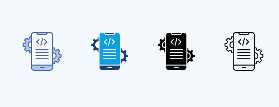 Mobile Developer Multiple Icon Illustration Vector