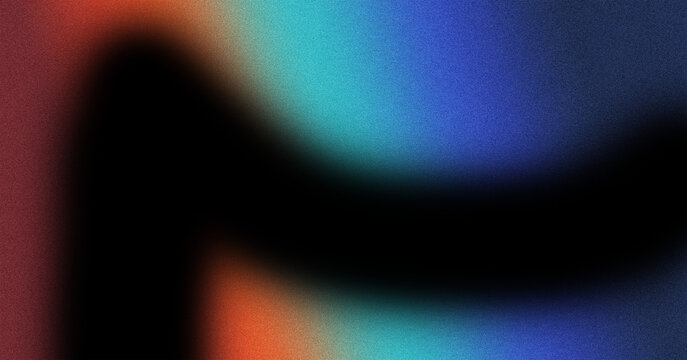 Vibrant abstract digital background showcasing a dynamic gradient blend of warm reddish-orange, serene cyan, and deep blue hues, featuring a subtle grainy texture and intriguing dark shadowy areas.