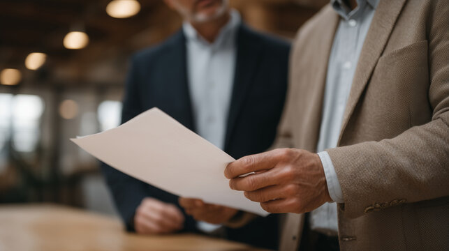 Patent filing attorney and biotech startup founder review claims language in a corner office of a shared co-working space, printed PCT application spread across a standing desk as they debate broade