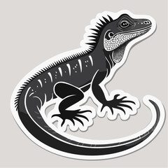 Fototapeta premium Stylized Illustration of a Black Lizard with Spikes