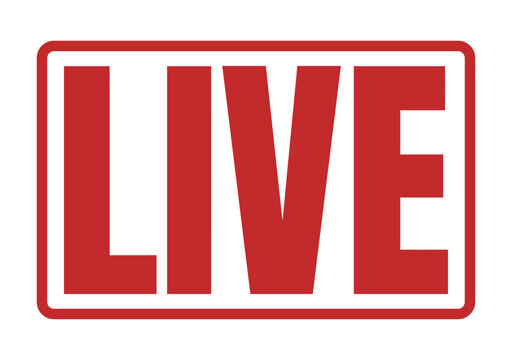 Professional red live stream broadcast status indicator icon for online video streaming and social media content creators