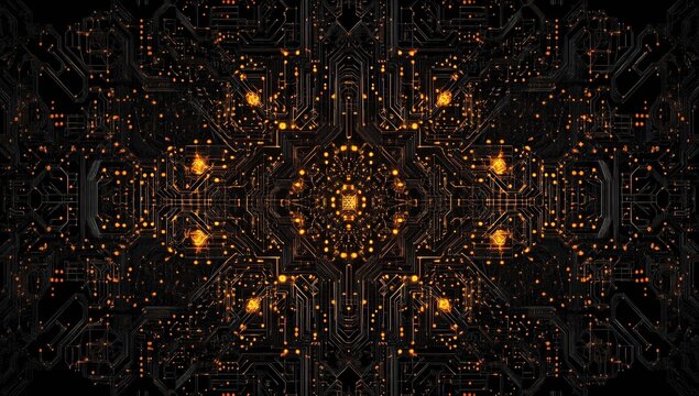 Tech Infrastructure Abstract PCB Pattern with Active Data Flow