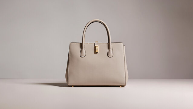 Elegant beige leather luxury handbag.
​Sophisticated tote with gold hardware.
​Minimalist designer purse studio shot.
​Classic structured cream fashion accessory.
​High-end leather bag on white.