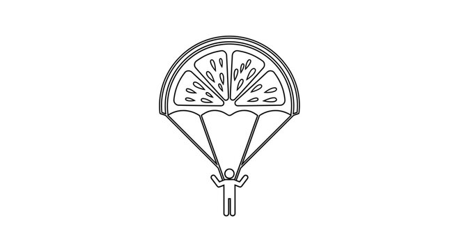 Creative Citrus Parachute: Person Descending with Orange Slice Canopy