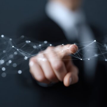 blockchain specialist interacting with decentralized transaction network, crypto nodes and secure connections visualization