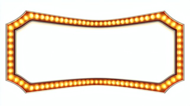 Bright Retro Marquee Sign with Decorative Light Bulbs and Empty Space