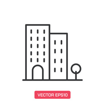 Building icon. Thin line icon&nbsp;vector
