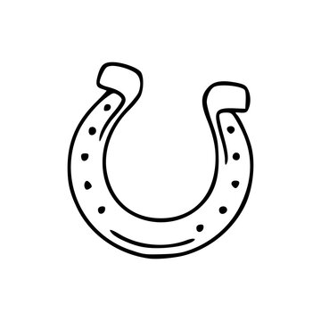 doodle horseshoe vector drawing, traditional good luck symbol