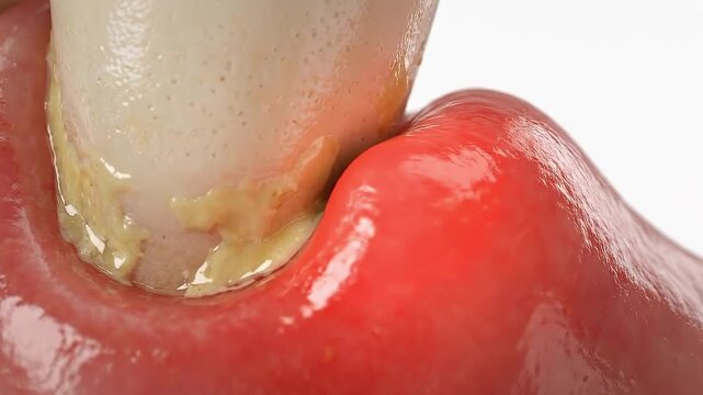 Gingivitis inflammation causes swollen red gums around tooth with plaque buildup leading to redness swelling discomfort and potential dental oral health issues requiring care