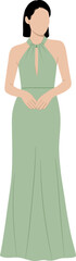 Flat Illustration Woman In Green Gown © Candra Dewi