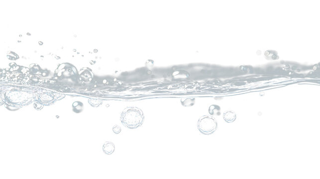 Various water bubbles floating in liquid with a contrasting dark and light background at the same level