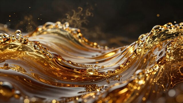 Golden Viscous Liquid Splash Abstract Cinematic Background