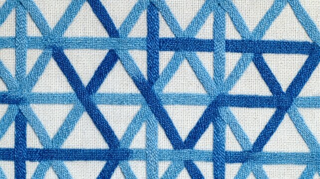 Intricate Blue Geometric Pattern with Textile Design Elements