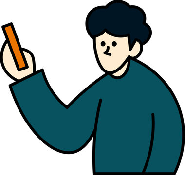 Man brainstorming on phone timeline