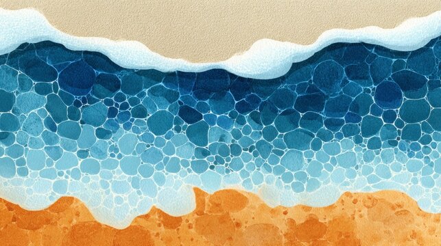 Abstract Ocean Wave Design with Shades of Blue and Orange Tones