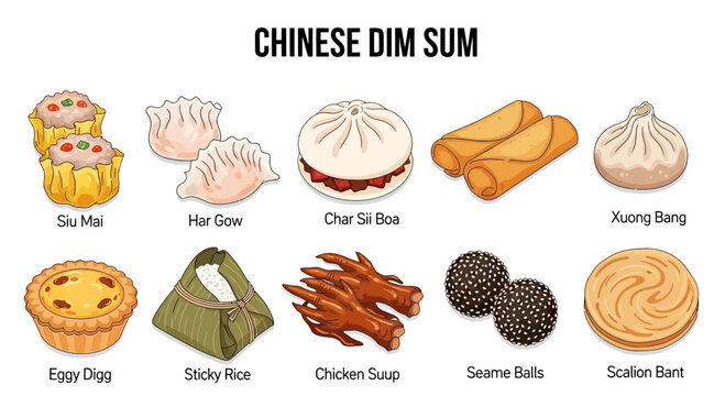 Variety of traditional Chinese dim sum.