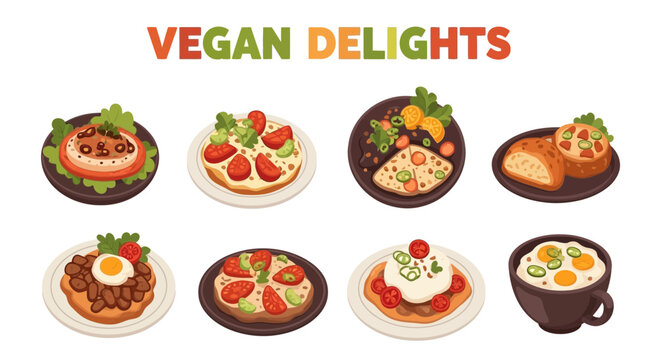 Vegan food and drink options displayed.