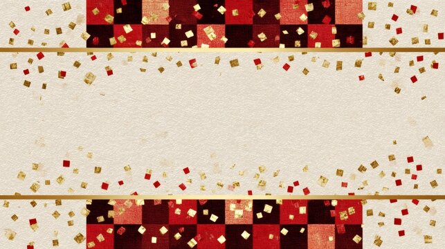 Elegant Holiday Background with Red and Gold Confetti Design