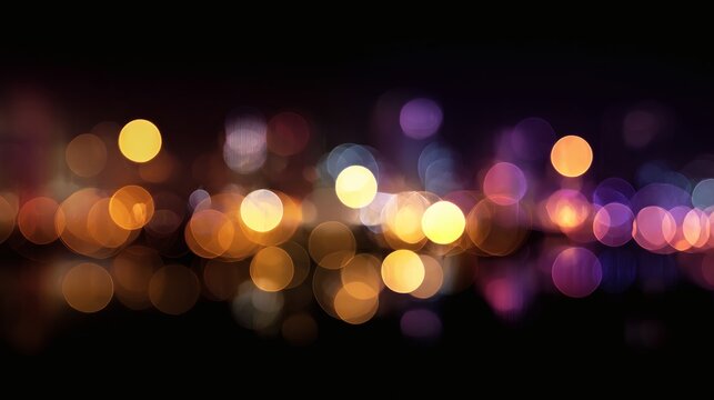 Colorful Urban Night Lights with Bokeh Effect in Cityscape Background