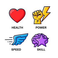 Obraz premium Game status icons health power speed skill