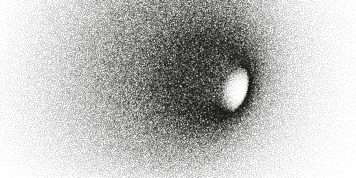 Abstract Monochrome Tunnel or Wormhole. Concept Funnel with Dotted Grainy Gradient and Optical Illusion of Depth. Vector Tunnel made by black dots with stipple effect. Traffic big data visualization.