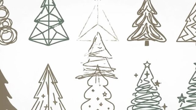 Set of handdrawn christmas tree icons