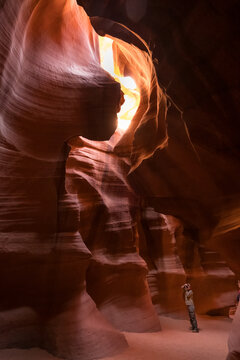 Sunlight Beam in Scenic Sandstone Slot Canyon Formations