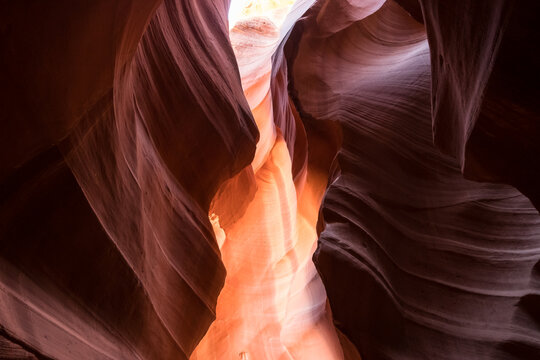 Southwest Slot Canyon with Light Beams and Wavy Sandstone Walls
