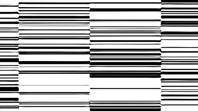 Abstract black and white horizontal lines move dynamically across screen