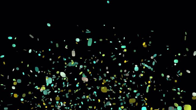Vibrant particles explode across a dark void