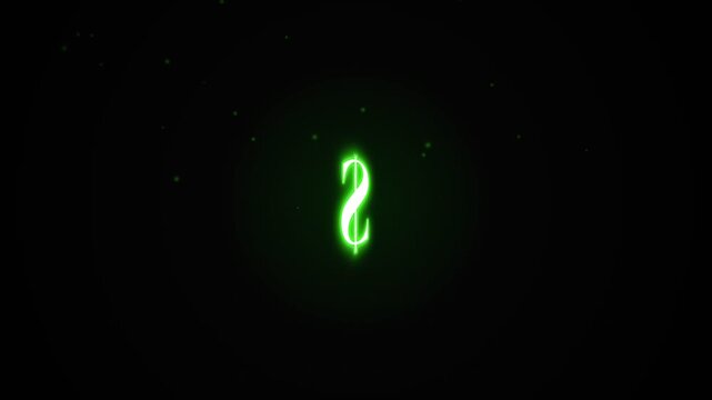 Neon Green Dollar Sign Symbol Glows in Darkness.