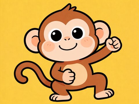 cute cartoon monkey in playful pose