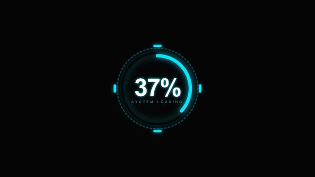 Futuristic Circular Progress Indicators Displaying Incrementing Percentages.