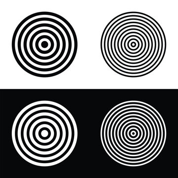 Target bullseye concentric circle set with black and white linear design collection.