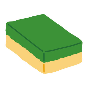 Sponge Cleaning Scrubber Flat Illustration Kitchen Dishwashing Tool Green Yellow Cleaning Sponge Icon
