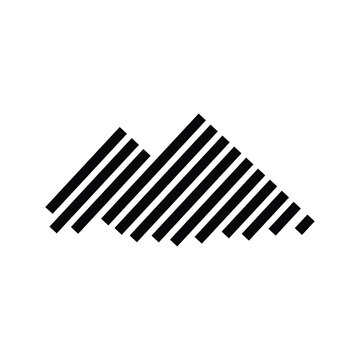 Geometric line art mountain peaks logo, modern abstract nature design in minimal flat style