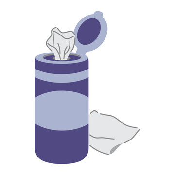 Wet Wipes Dispenser Flat Illustration Hygiene Tissue Container Cleaning Sanitizing Wipes Box