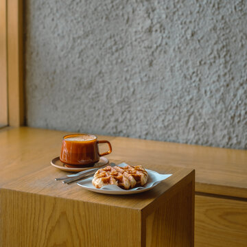 Savoring coffee and pastry modern cozy  food photography calm atmosphere
