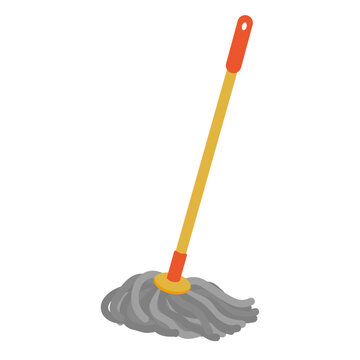 Flat Illustration Mop Cleaning Tool Household Floor Cleaning Equipment Wet Mop Cleaning