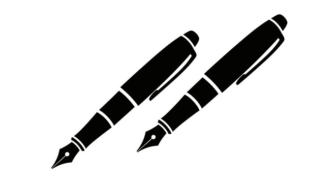 Two black fountain pens with nibs visible, presented on a white background.