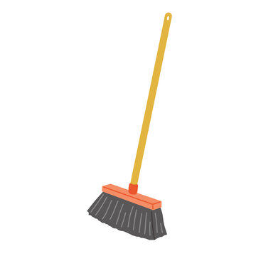 Flat Illustration Cleaning Broom Floor Brush Household Sweeping Tool Cleaning Equipment