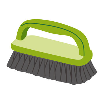 Flat Illustration Hand Brush Cleaning Tool Household Scrub Brush Floor Cleaning Equipment