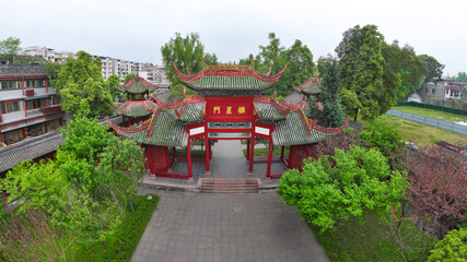 Obraz premium Aerial photography of the painting pool at Chongzhou Confucian Temple in Chengdu, Sichuan Province